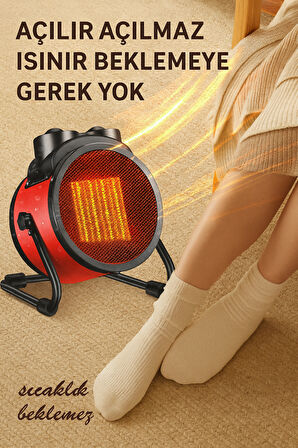 Yüksek Güçlü Hızlı Elektrikli Isıtıcı Fan Otomatik Aşırı Isınma Koruması 3 Kademeli Sessiz 3000W