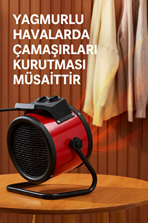 Yüksek Güçlü Hızlı Elektrikli Isıtıcı Fan Otomatik Aşırı Isınma Koruması 3 Kademeli Sessiz 3000W