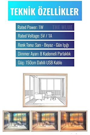 Dekoratif Yıldönümü Sevgililer Günü Arkadaş Doğum Günü Hediyelik Işıklı Ahşap Çerçeve 3 Farklı Renk