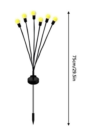 Güneş Enerjili Bahçe Aydınlatma 6 LED Solar Bahçe Aydınlatma Ateşböceği Su Geçirmez Esnek Gövde