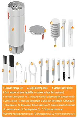 Bilgisayar, Laptop, Klavye, Telefon, Kulaklık Temizleyici Fırça Kit Temizleme Ürün Temizleme 20In1