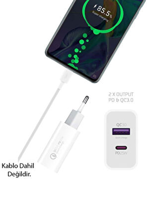 Hızlı Şarj Adaptörü Hızlı Şarj Aleti USB 3.0 / TYPE-C 25W 3.0A HIZLI ŞARJ ALETİ BAŞLIĞI 25W
