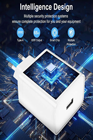 Hızlı Şarj Adaptörü Hızlı Şarj Aleti USB 3.0 USB Şarj Adaptörü + Type C Kablo 67w
