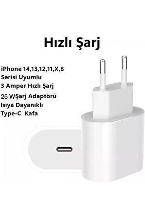 İphone 11, 12, 13 Ve 14 Için Hızlı Şarj Adaptörü Usb-c 25 W Adaptör Ile Uyumlu Apple Şarj Adaptörü