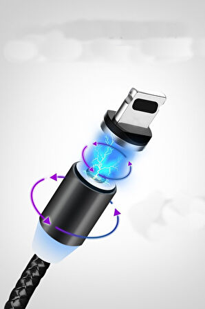 Değiştirilebilir Uçlu Şarj Kablosu MİCRO- TYPE-C-LIGHTINING Manyetik Metal Şarj Data Kablosu 3In1