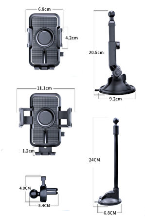 Araç İçi Telefon Tutucu Extra Geniş Tutma Bölmeli Sert Flexi Akrobatik Gövdeli  360 Derece Hareketli