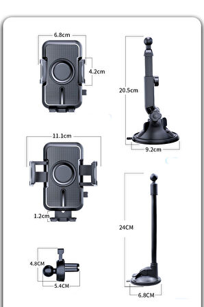 Güçlü Cep Araç Telefon Tutucu Oto Araba Içi Telefon Tutacağı 360 Dönebilen Vantuzlu Araç Tutucu