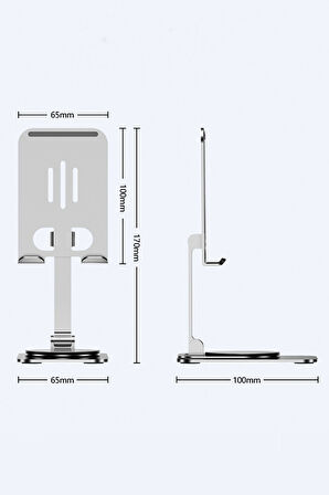 Taşınabilir Telefon Tablet Stand 360 Derece Dönebilen Katlanabilir Ayarlanabilir Açılı Metal Stand