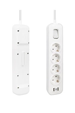 Akım Korumalı Grup Priz 4 lü Priz + 2 USB + 1 Type-C, Anahtarlı, 1.5 Metre, Çocuk Korumalı