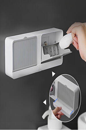 Çift Bölmeli Duvara Monte Sabunluk Organizer – Şık Güçlü Yapışkanlı 2 Bölmeli Banyo & Mutfak Beyaz