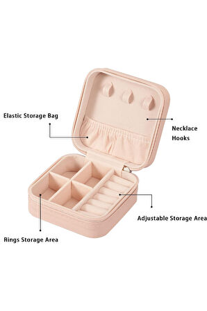 Mini Takı Kutusu Seyahat Tipi Mücevher Çantası Kolye Yüzük Küpe Organizer Takı Düzenleyici Beyaz