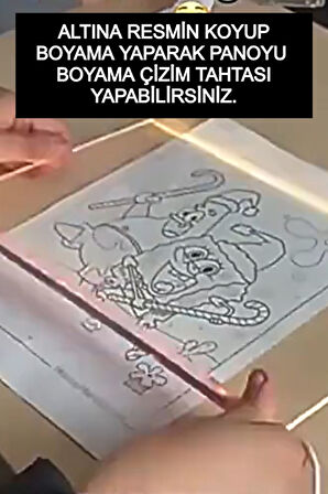 LED Işıklı Çizim ve Boyama Panosu, Görsel Yansıtmalı Yazı Tahtası, Çocuklar İçin Çizim Seti