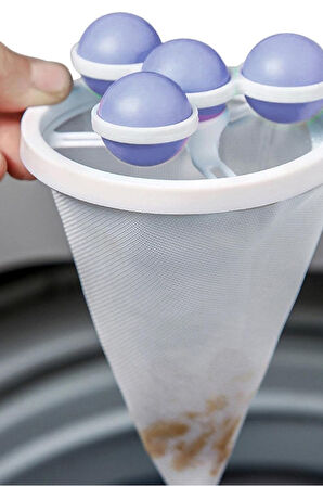 Çamaşır Makinesi İçin Yıkanabilir Tüy ve Kıl Toplayıcı Aparat Pratik Temizlik Aksesuarı Mavi