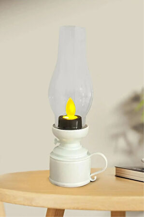 Dekoratif Eski Gaz Görünümlü LED Mum Lamba Alev Efektli Dekor Lamba 18 CM