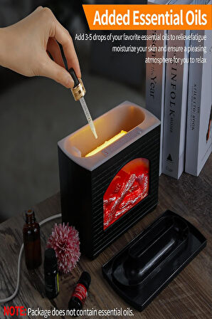 Masaüstü Hava Nemlendirici LED Alev Efektli Şömine Aromaterapi Difüzörü & Hava Nemlendirici 270 mL
