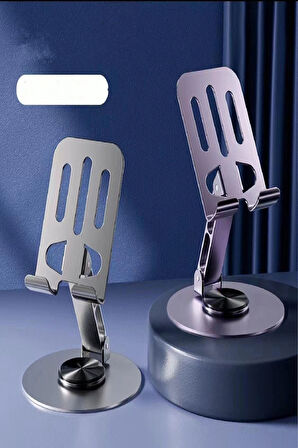 Masaüstü Katlanabilir Tablet Telefon stand Metal 360° Dönebilen Silikon Tabanlı Metal Stand