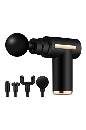 Portatif Taşınabilir Masaj Tabancası 4 Başlıklı 6 Hız Kademeli Güçlü Şarjlı Mini Masaj Aleti