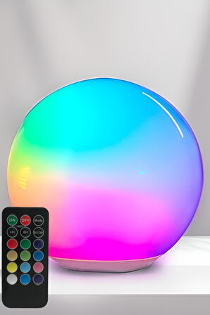 Dekoratif Küre Gece Lambası Kumandalı Multicolor Yuvarlak Ambiyans Işıklı Pilli Masa Lambası