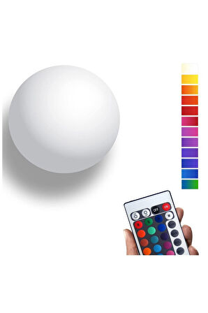 Dekoratif Küre Gece Lambası Kumandalı Multicolor Yuvarlak Ambiyans Işıklı Pilli Masa Lambası