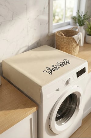 Krem Laundry Çamaşır Makina Örtüsü, Makina Üstü Örtü