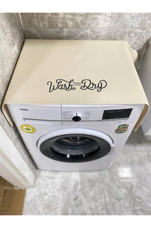 Krem Laundry Çamaşır Makina Örtüsü, Makina Üstü Örtü
