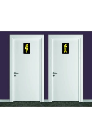 Ahşap Wc Tabela, Esprili Wc Yazısı Kapı Üzeri Tabela Sıkışmış Kadın Erkek Silüeti Wc Tabelası