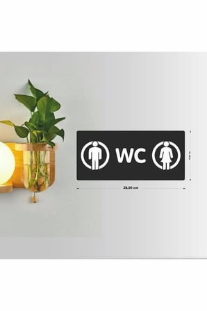 Wc Yazılı Kapı Yönlendirme Tabelası (13x13 Cm)