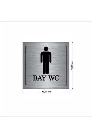 Bay-bayan Wc Yönlendirme Yazısı Metal Gümüş 2'li 10x10 Cm