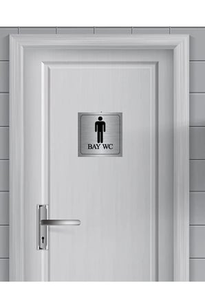Bay-bayan Wc Yönlendirme Yazısı Metal Gümüş 2'li 10x10 Cm