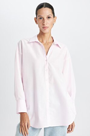 DeFacto Oversize Geniş Kalıp Basic Düz Oxford Uzun Kollu Gömlek C4597AX24AUPN633
