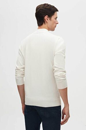 D'S Damat Regular Fit Ekru Pamuk Karışımlı Yarım Balıkçı Triko Kazak 5HF06ORT16275