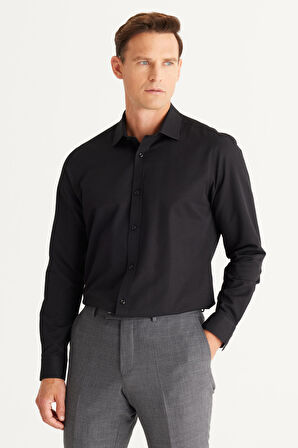 Altınyıldız Classics Slim Fit Klasik Yaka Siyah Erkek Gömlek 4A2024100012