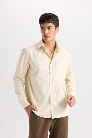 DeFacto Regular Fit Polo Yaka Gabardin Uzun Kollu Gömlek D4934AX24AUBG760