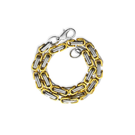 Silver-Gold Renk 917L Çelik Erkek Kral Bileklik
