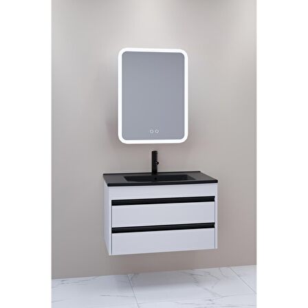 Levante 85 Cm Siyah Lavabolu Banyo Dolabı Cmr Aynalı - Boy Dolap Hariç