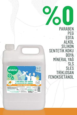Siveno %100 Doğal Sıvı Kastil Sabun Portakal Yağlı Tazeleyici Nemlendirici Arındırıcı Bitkisel Vegan 5000 ml