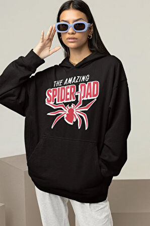The Amazing Spider-Dad Baskılı Unisex Oversize Örümcek Adam Hoodie