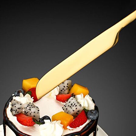 Çelik Gold Pasta Spatula Bıçak Seti Kek Sunum cin615sr
