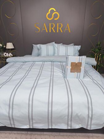 SARRA HOME NATURAL ÇİFT KİŞİLİK NEVRESİM TAKIMI - MAVİ