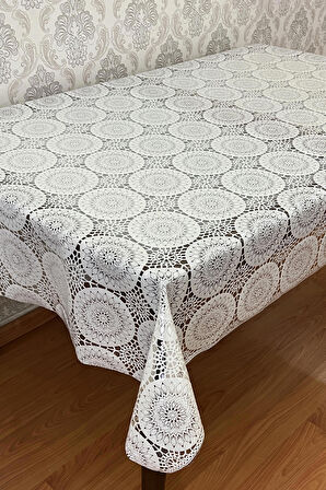 Şeffaf kaplamalı ip desenli Pvc masa örtüsü  Dantel 1032-D