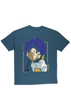 Lenithra Dragon Ball Vegeta Anime Sırt Baskılı Unisex Oversize T-shirt Füme / S