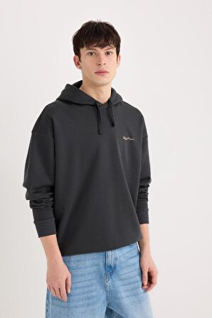 DeFacto Boxy Fit Kapüşonlu Sırt Baskılı Sweatshirt D0854AX24AUAR221