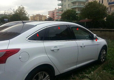 Ford Focus 3 Sedan ( 2012 - 2019 ) Krom Cam Çıtası Komple Tam Tur Paslanmaz Çelik