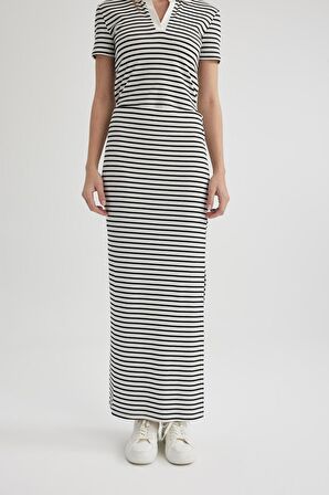 DeFacto Fitted Fitilli Çizgili Kaşkorse Maxi Etek A6477AX24SPWT32