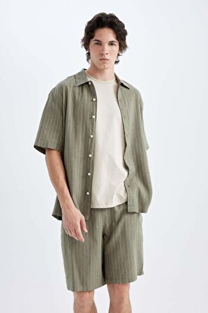 DeFacto Relax Fit Keten Karışımlı Yazlık Bermuda Şort C1240AX24SMKH82