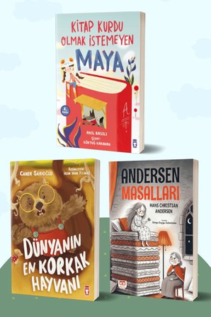 Kitap Kurdu Olmak İstemeyen Maya/Anıl Basılı - Dünyanın En Korkak Hayvanı/Caner Sarıoğlu - Andersen Masalları/Hans Christian Andersen