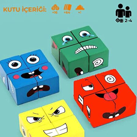 Rubik Emoji Bulmaca Hızlı Düşünme, Zihinsel Ve Görsel Becerisini Geliştirecek Eğlenceli Kutu Oyunu