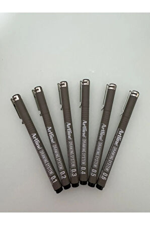 Çizim Kalemi 0.1 - 0.2 - 0.3 - 0.4 - 0.5 - 0.6 MM Siyah (6 adet)