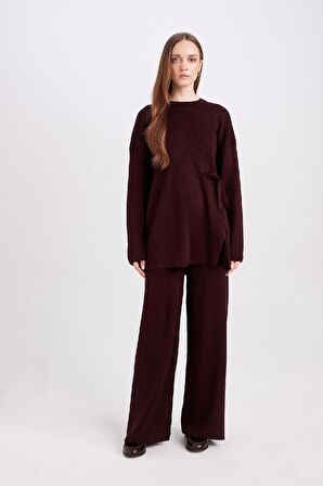 DeFacto Triko Pantolon Regular Fit Beli Lastikli Cepli Düz Basic Düz Paça D7511AX24WNBR171