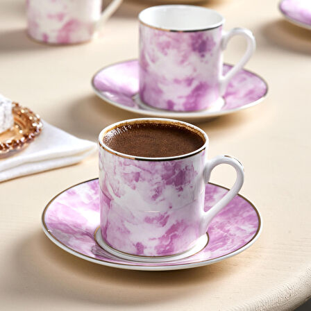 Karaca Kuvars 6 Kişilik Kahve Fincanı Pembe 80 ml